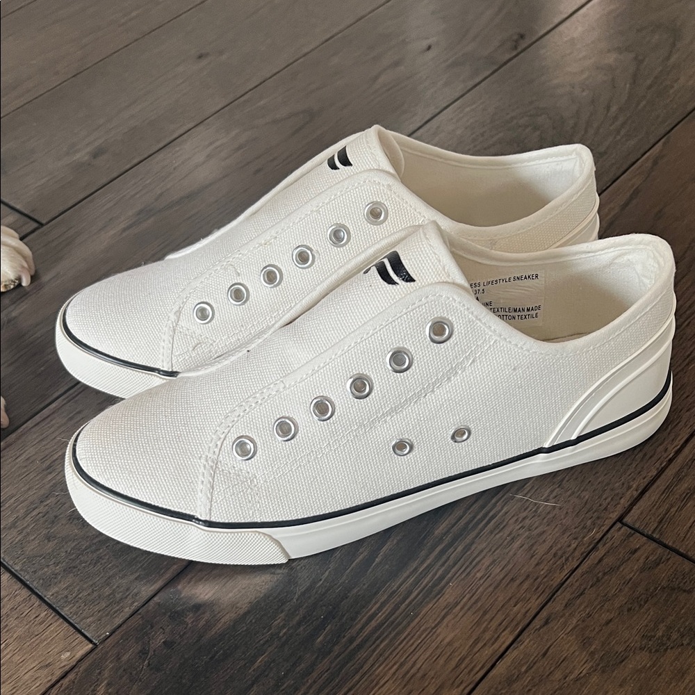 Fabletics White Canvas Slip-On Sneakers